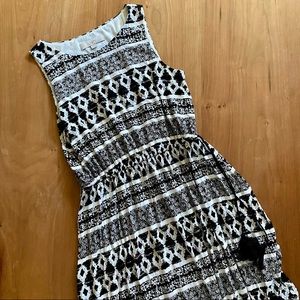 Loft Black White Patterned Dress